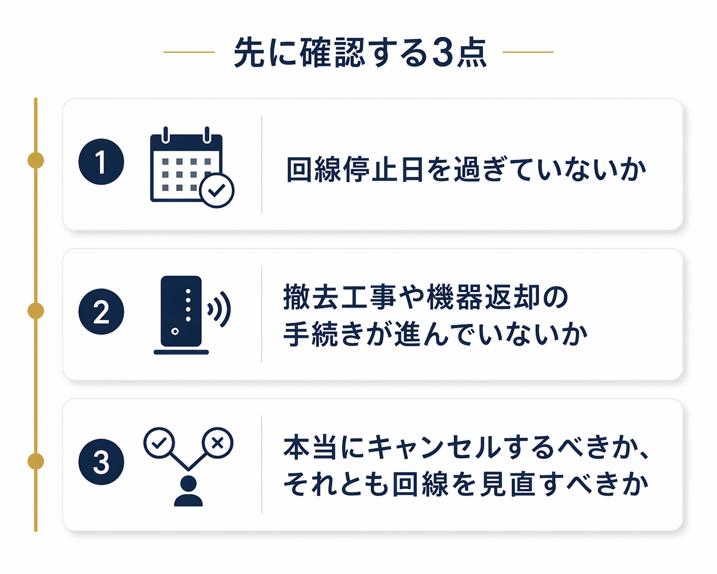 ソフトバンク光の解約キャンセル前に確認する3つのポイント